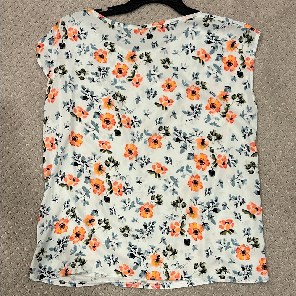 LOFT Floral Short Sleeve mixed-media Top